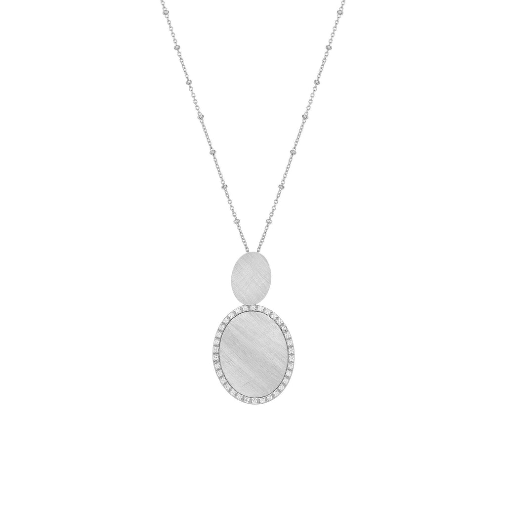 Satellite chain necklace in sterling silver with 2 brushed oval shaped motifs by Gexist®