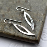 Silver Abstract Leaf Earrings (ME367E) by Gexist®