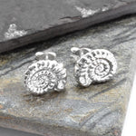 Silver Ammonite Stud Earrings (MA40E) by Gexist®