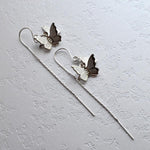 Silver Butterfly On Pull Through Chain Earrings (ME374E) by Gexist®