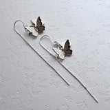 Silver Butterfly On Pull Through Chain Earrings (ME374E) by Gexist®