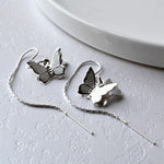Silver Butterfly On Pull Through Chain Earrings (ME374E) by Gexist®