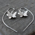 Silver Butterfly On Pull Through Chain Earrings (ME374E) by Gexist®