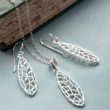 Silver Dragonfly Wing Earrings (MF477E) by Gexist®