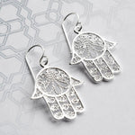 Silver Fatima Hand Earrings (MF463E) by Gexist®