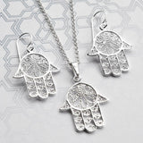 Silver Fatima Hand Necklace (MF463P) by Gexist®
