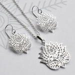 Silver Flowering Lotus Earrings (MF461E) by Gexist®