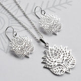 Silver Flowering Lotus Earrings (MF461E) by Gexist®