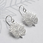 Silver Flowering Lotus Earrings (MF461E) by Gexist®