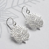 Silver Flowering Lotus Earrings (MF461E) by Gexist®