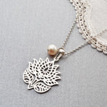 Silver Flowering Lotus Necklace (MF461P) by Gexist®