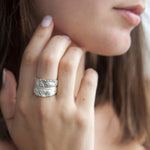 Silver Leaf Furl Ring (MB070R) by Gexist®