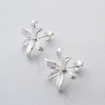 Silver Lily Flower Star Stud Earrings (MB093E) by Gexist®