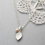 Silver Mint Leaf Necklace (MF469P) by Gexist®