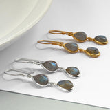Silver Or Gold Double Labradorite Teardrop Earrings (MJ751B) by Gexist®