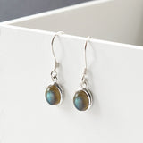Silver Or Gold Labradorite Oval Earrings (MJ751D) by Gexist®