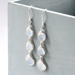 Silver Or Gold Long Moonstone Earrings (MJ750F) by Gexist®