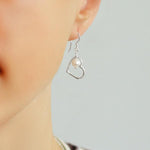 Silver Pearl Heart Earrings (MK809E) by Gexist®