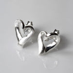 Silver Ribbon Heart Earrings (MD254E) by Gexist®