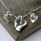 Silver Ribbon Heart Necklace (MD254P) by Gexist®