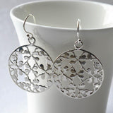Silver Round Floral Earrings (ME375E) by Gexist®