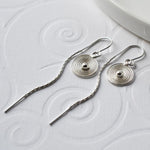 Silver Spiral Pull Through Chain Earrings (ME364E) by Gexist®
