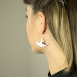 Silver Swallow Hoop Earrings (n/a) by Gexist®