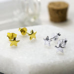 Silver and Gold Star Stud Earrings (MZ1502) by Gexist®