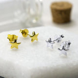 Silver and Gold Star Stud Earrings (MZ1502) by Gexist®