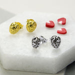 Silver and Gold Strawberry Stud Earrings (MZ1505) by Gexist®