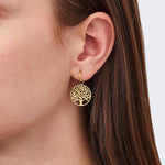Sleeper earrings with a beautiful tree of life in gold plating sterling silver by Gexist®