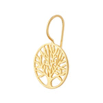 Sleeper earrings with a beautiful tree of life in gold plating sterling silver by Gexist®