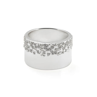 Solid Sterling Silver ring with a multitude of round zircons giving the impression of a milky way by Gexist®