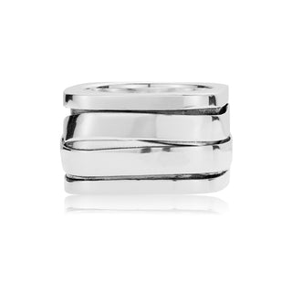 Square Shaped Sterling Silver Ring with Wide Handmade Mumy Band by Gexist®