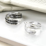 Sterling Silver Adjustable Feather Ring (ME435) by Gexist®