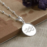 Sterling Silver Aquarius Star Sign Necklace (MS1194S) by Gexist®