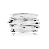 Sterling Silver Bamboo Line Ring with 3 small intertwined Rings, Handmade by Gexist®