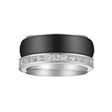 Sterling Silver Bamboo Ring with Ceramic and Zirconia elements by Gexist®