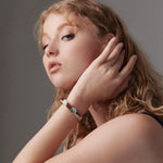 Sterling Silver Bicolor Bracelet Element with Mountain Pattern by Gexist®