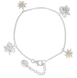 Sterling Silver Bicolor Bracelet with Edelweiss and Gentian Charm by Gexist®