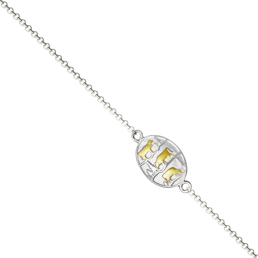 Sterling Silver Bicolor Bracelet with Poya Pattern by Gexist®