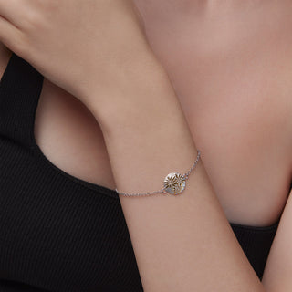 Sterling Silver Bicolor Bracelet with domed profile element Edelweiss Pattern by Gexist®