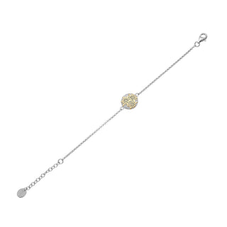 Sterling Silver Bicolor Bracelet with domed profile element Edelweiss Pattern by Gexist®