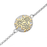 Sterling Silver Bicolor Bracelet with domed profile element Edelweiss Pattern by Gexist®