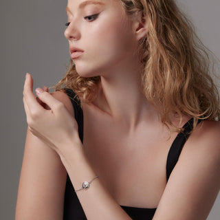 Sterling Silver Bicolor Bracelet with domed profile element Poya Pattern by Gexist®