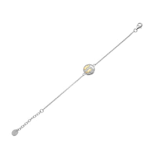 Sterling Silver Bicolor Bracelet with domed profile element Poya Pattern by Gexist®