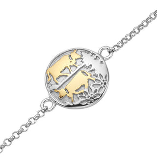 Sterling Silver Bicolor Bracelet with domed profile element Poya Pattern by Gexist®