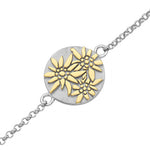 Sterling Silver Bicolor Bracelet with flat profile Edelweiss Pattern by Gexist®