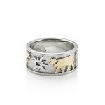 Sterling Silver Bicolor Cow, Swiss Flag, Edelweiss Ring by Gexist®