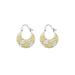 Sterling Silver Bicolor Earrings with Multi Edelweiss Pattern by Gexist®